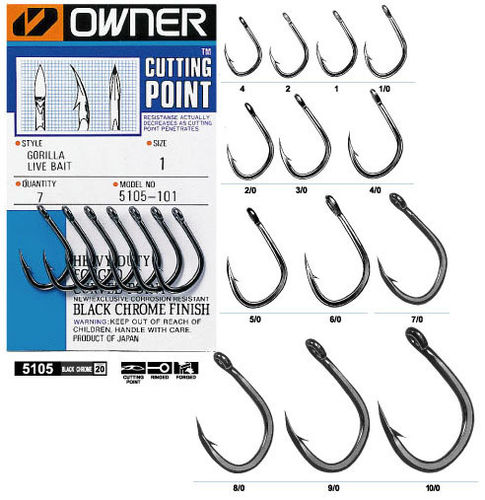 OWNER CUTTING POINT GORILLA LIVE BAITS 4/0 QTY4